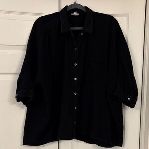 J.Jill Black Gauze Button-Up Shirt Purejill L
